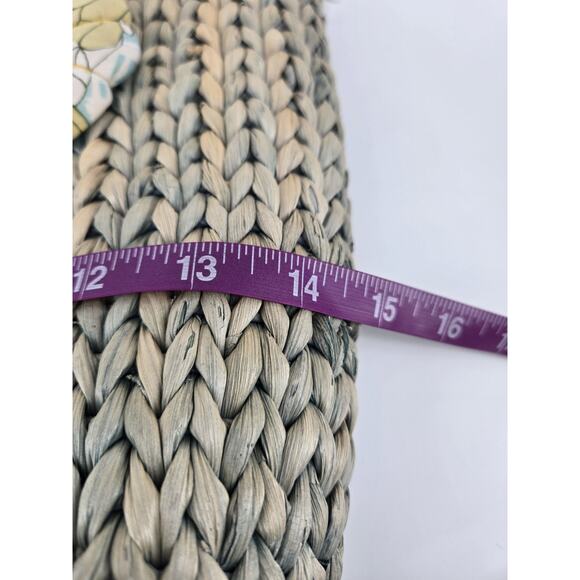 Coastal Cottage Woven Straw Flower Embellished Handbag Purse Ann Taylor - Picture 7 of 11